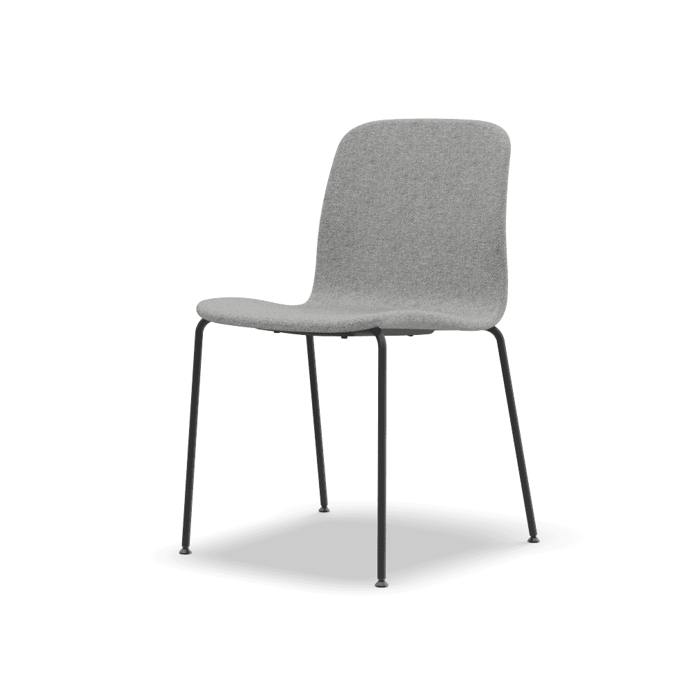 Xylo - 4 legs chair with upholster wooden monoshell