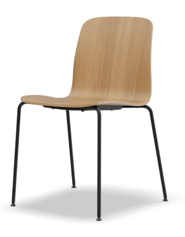 Xylo - 4 legs chair with wooden monoshell
